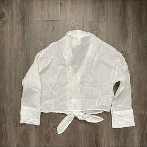 H&M Long Sleeve Tie Waist Button Top S